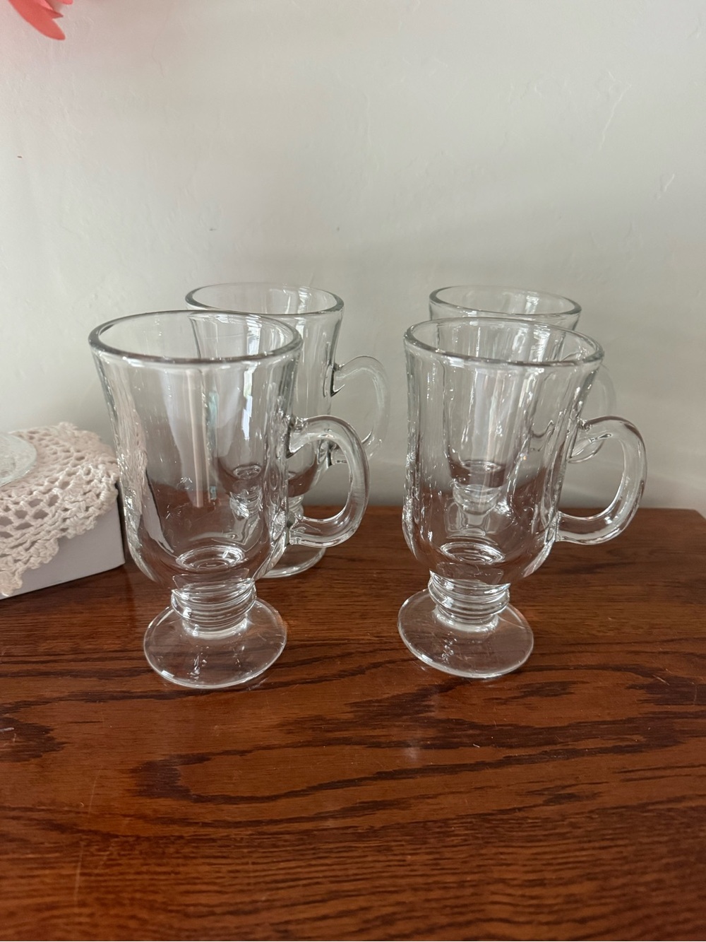 Clear Glass Irish Coffee Mugs - Set of 4